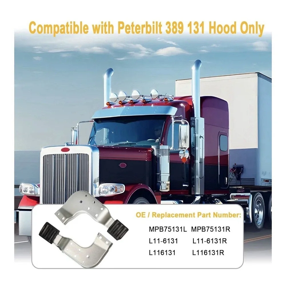 2 Pack Left & Right Hood Bracket Fit for Peterbilt 389 131 Hood Only, Replace MP